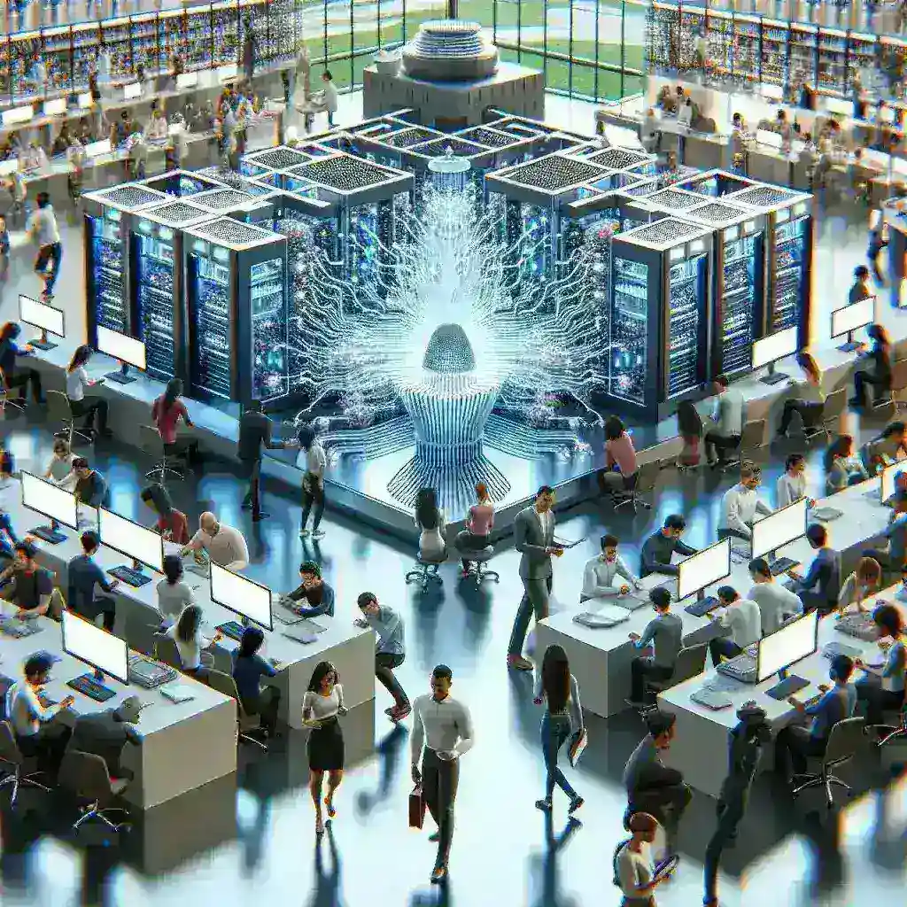"Ilustrasi mahasiswa menggunakan teknologi GPU Nvidia untuk riset AI di kampus, menggambarkan percepatan inovasi dan pengembangan kecerdasan buatan di Indonesia."